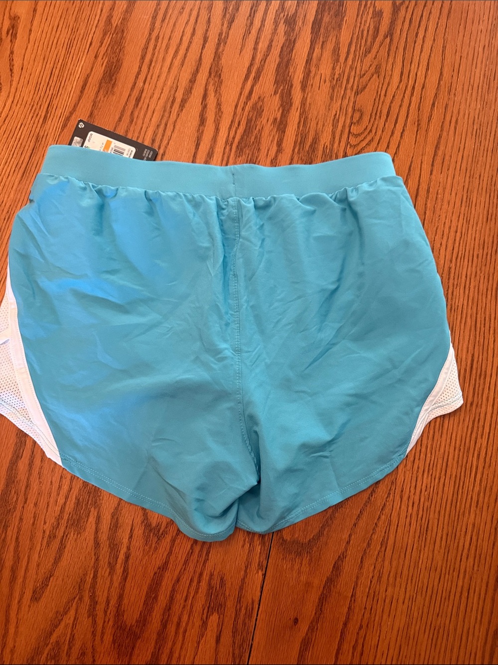 Under Armour Women's Aqua Teal Athletic Shorts with White Trim - Picture 5 of 5